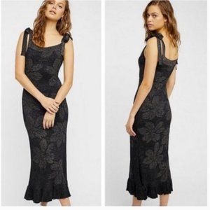 NWOT FREE PEOPLE Metalic Knit Disco Dreams Midi Dress